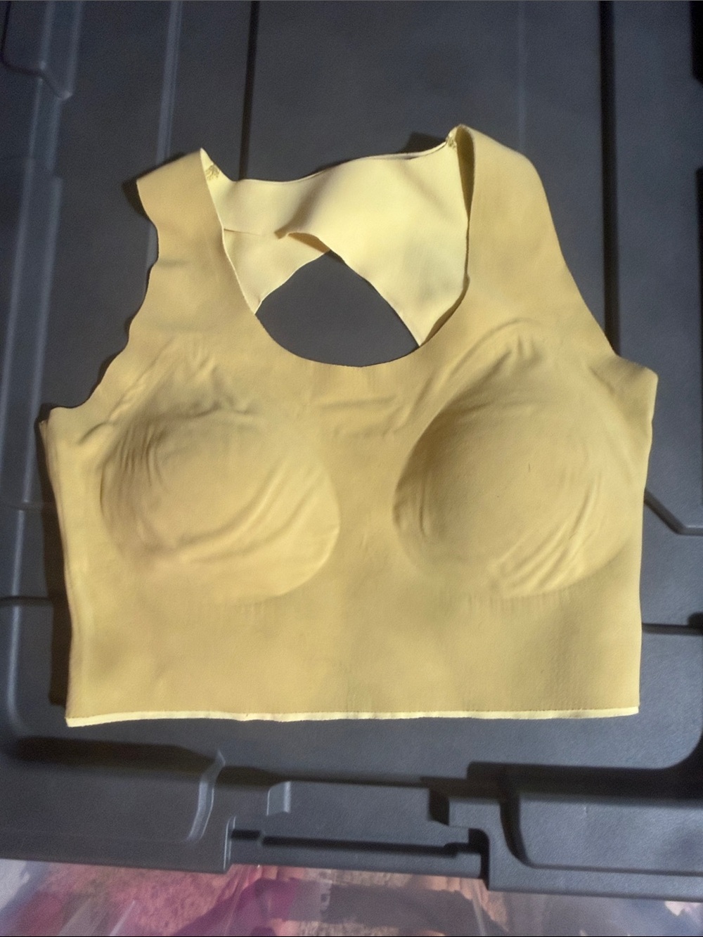 Zyia Seamless Yellow Scoop-Back Light Support Sports Bra